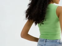 Pistachio Green Basic Sleeveless O Collar Women's Crop Top Singlet - 97204