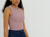 Dried Rose Basic Sleeveless O Neck Women's Crop Top Singlet - 97204
