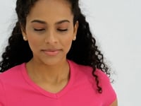 Fuchsia Basic Front Slit V Neck Women's Crop Top T-Shirt - 97206