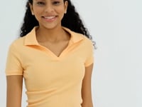 Melon Inside Polo Collar Basic Short Sleeve Women's Crop Top T-Shirt - 97208