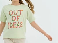 Light Green Oversize Printed O Collar Drop Shoulder Girl's T-Shirt - 75028