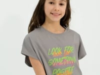 Girls' Oversize Colorful Print O Neck T-Shirt - 75029