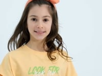 Melon Inside Oversize Colorful Print O Collar Girls' T-Shirt - 75029