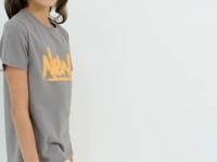 Gri Basic Print Round Neck Comfort Fit Girls T-Shirt - 75041