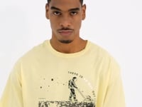 Yellow Printed O Collar Men's Oversize T-Shirt - 88098