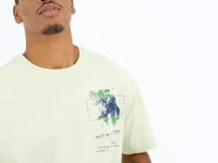 Light Green Print Detailed O Collar Men's Oversize T-Shirt - 88099