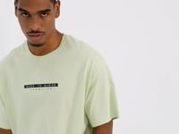 Light Green Back Print O Collar Men's Oversize T-Shirt - 88100
