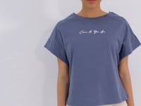 Petrol Minimal Print O Collar Oversize Women's T-Shirt - 97219