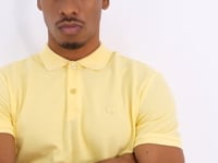 Yellow Basic Logo Standard Fit Knitted Polo Collar Men's T-Shirt - 87748