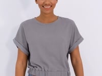 Gri Basic O Collar Beli Elastane Bürümcük Fabric Women's Crop Top T-Shirt - 97227