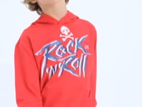 Red Print Kangaroo Pocket Hooded Standard Fit Boys Sweatshirt - 11002