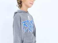 Grey Melange Print Kangaroo Pocket Hooded Regular Fit Boys' Sweatshirt - 11002