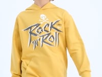 Mustard Print Kangaroo Pocket Hooded Standard Fit Boys' Sweatshirt - 11002