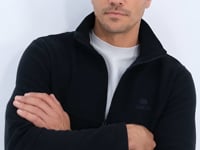 Navy Blue Zippered High Collar Standard Fit Men's Fleece Sweatshirt - 88134