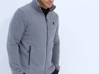 Grey Melange Zippered High Collar Standard Fit Men's Fleece Sweatshirt - 88134