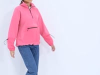 Pink Sugar Skirt with Gathered Hem Half-Zip Oversize Women's Fleece Sweatshirt - 97238