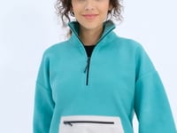 Skirt Hem Gather Half Zipper Oversize Women's Fleece Sweatshirt - 97238