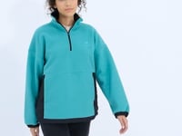 Half-Zip Skirt with Gathered Hem and Stand-Up Collar Oversize Women's Fleece Sweatshirt - 97236