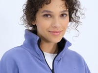 Light Purple Half Zipper Skirt with Gathered Hem Stand Collar Oversize Women's Fleece Sweatshirt - 97236
