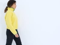 Lemon Half Zipper Skirt Hem Gathers Straight Collar Oversize Women's Fleece Sweatshirt - 97234