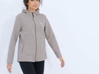 Dark Beige Hooded Zip-Up Comfort Fit Women's Fleece Sweatshirt - 97233