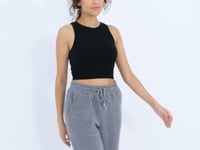 Grey Melange High Waist Basic Laced Jogger Polar Women's Tracksuit Bottom - 94622