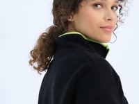 Black Half-Zip Skirt with Gathered Hem High Collar Oversize Women's Fleece Sweatshirt - 97234