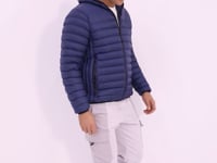 Navy Blue Zippered Standard Fit Cold-Resistant Men's Inflatable Jacket - 88167