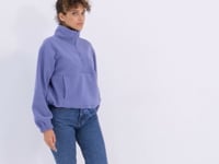 Light Purple Half Zipper Skirt with Gathered Hem Women's Polar Oversize Sweatshirt - 97171