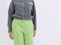 Green Pistachio High Waist Brushed 3-Thread Cotton Basic Women's Tracksuit Bottom - 94624