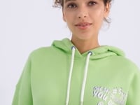 Peanut Green Hooded Back Print Detailed Oversize Women's Sweatshirt - 97249
