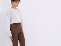 Brown High Waist Front Slit Detailed Side Pocket Comfortable Fit Women's Tracksuit Bottom - 94625