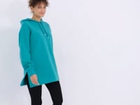 Raglan Sleeve Basic Hooded Oversize Sweatshirt Tunic - 97242
