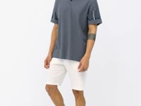 Dark Gray Sleeve Print Detailed Polo Collar Standard Fit Men's T-shirt - 88240
