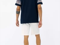 Navy Blue Collar Print Detailed Polo Collar Standard Fit Men's T-shirt - 88240