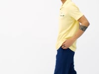 Yellow Print Standard Fit Polo Collar Men's T-shirt - 88236