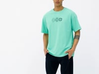 Forest Green Front & Back Printed O Collar Oversize Men's T-Shirt - 88224