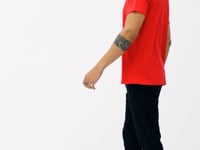 Red Print Detailed V Neck Standard Fit Men's T-Shirt - 88186