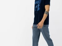 Navy Blue Printed Detailed O Collar Standard Fit Men's T-Shirt - 88214
