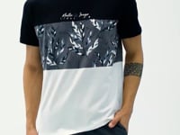 Black Color Gradient Print Detailed O Collar Standard Fit Men's T-Shirt - 88177