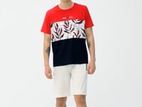 Red Color Gradient Print Detailed O Collar Standard Fit Men's T-Shirt - 88177
