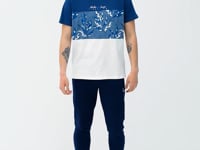 Indigo Color Gradient Print Detailed O Collar Standard Fit Men's T-Shirt - 88177