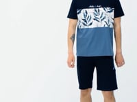 Navy Blue Gradient Print Detailed O Collar Standard Fit Men's T-Shirt - 88177