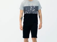 Grey Melange Color Gradient Print Detailed O Collar Standard Fit Men's T-Shirt - 88177