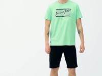 Neon Green Print Pattern Standard Fit O Neck Men's T-Shirt - 88172