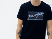 Navy Blue Printed Lettering Pattern Standard Fit O Collar Men's T-Shirt - 88172