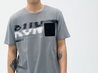 Gray Front Detailed Print Standard Fit Men's T-shirt - 88200