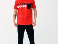 Red Front Pocket Detailed Printed Standard Fit Men's T-shirt - 88200