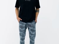 Black Embroidered Oversize O Collar Men's T-Shirt - 88178