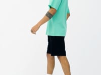 Olive Green Sleeve Embroidered Basic Oversize Men's T-Shirt - 88193